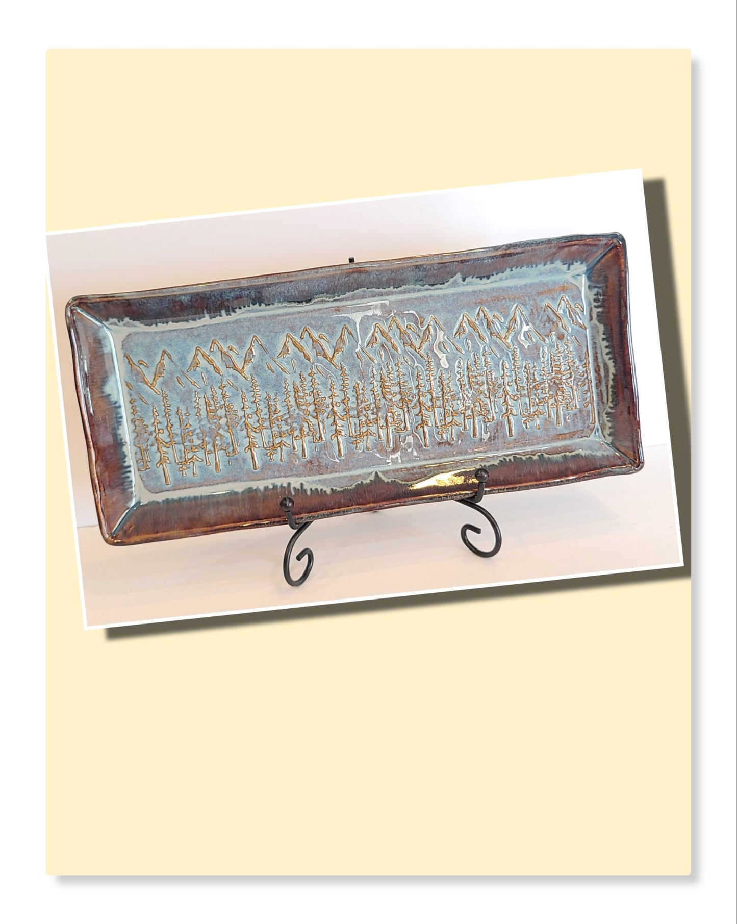 Texture Tray (Large) - Forest and Mountain - Blue with Jasper Rim
