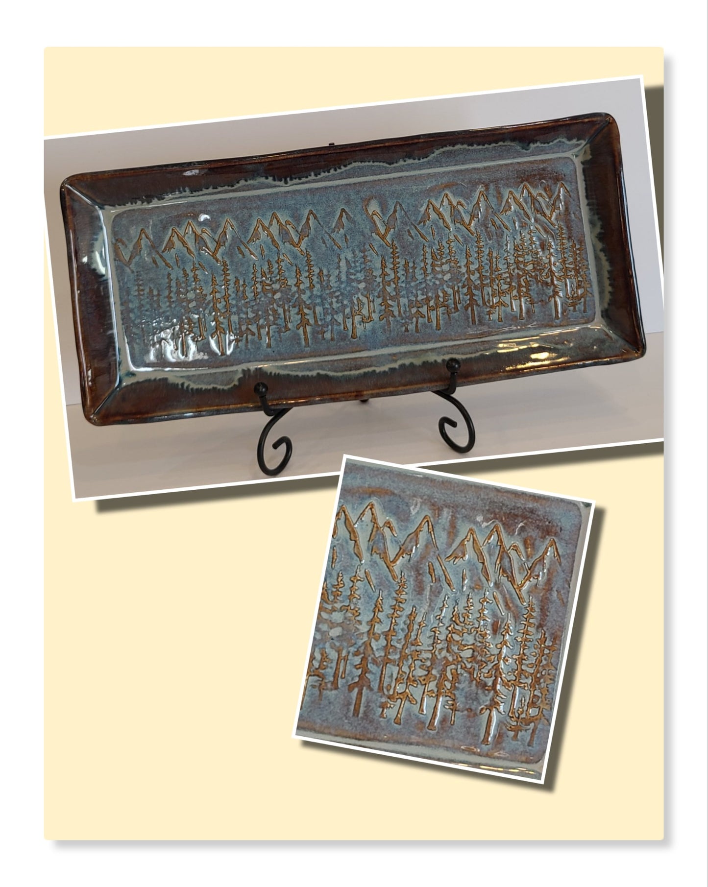 Texture Tray (Large) - Forest and Mountain - Blue with Jasper Rim