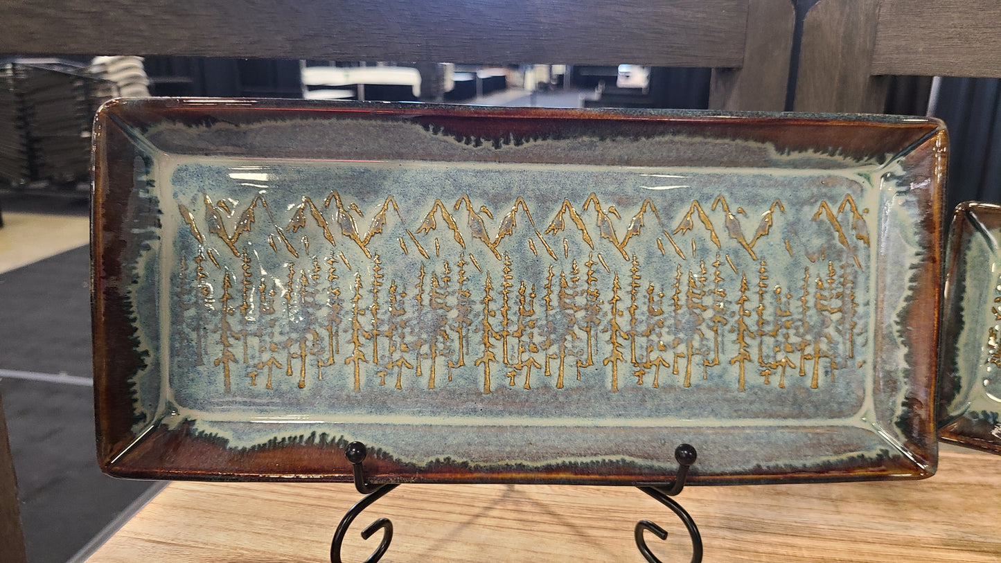 Texture Tray (Large) - Forest and Mountain - Blue with Jasper Rim