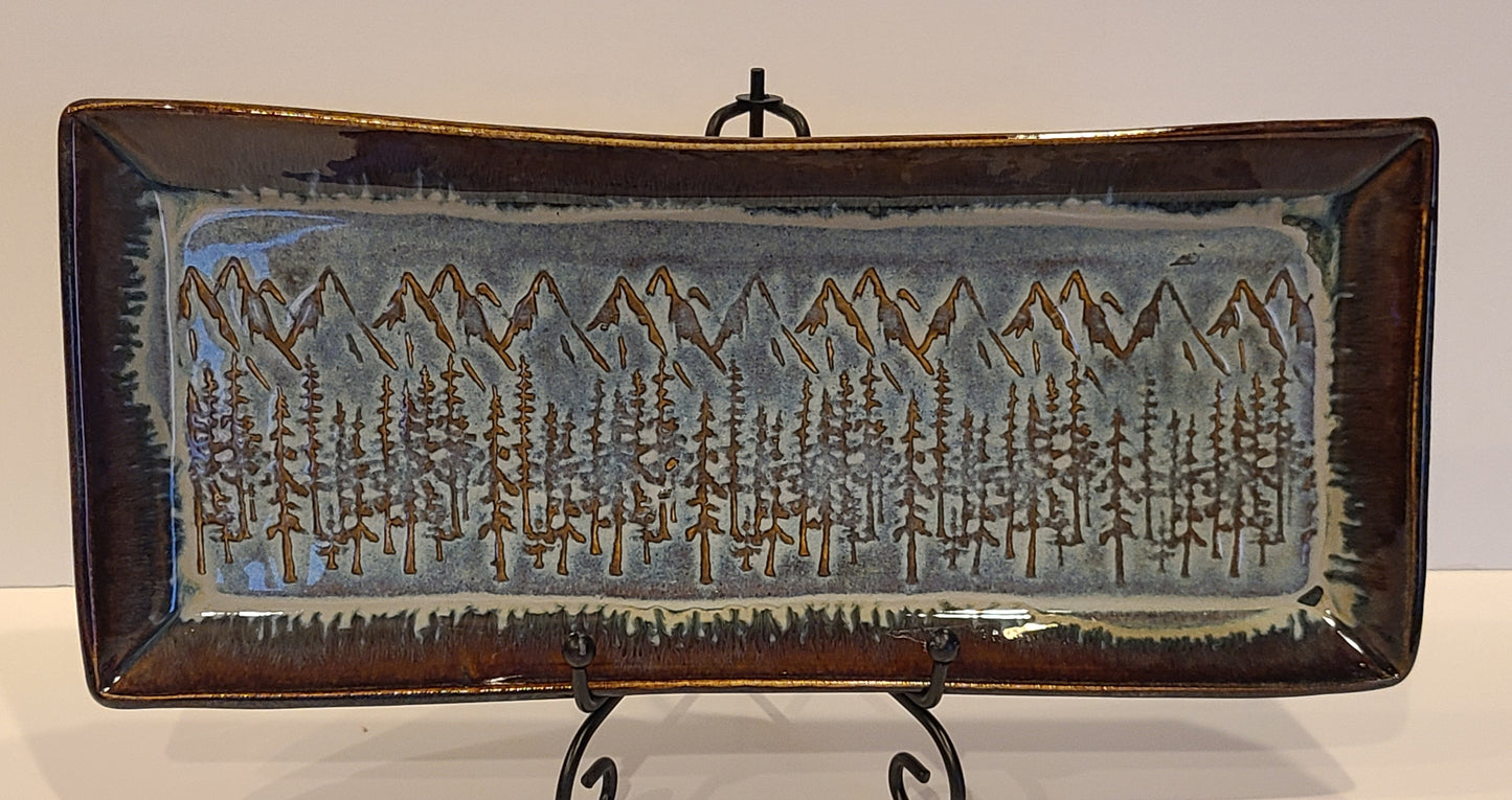 Texture Tray (Large) - Forest and Mountain - Blue with Jasper Rim