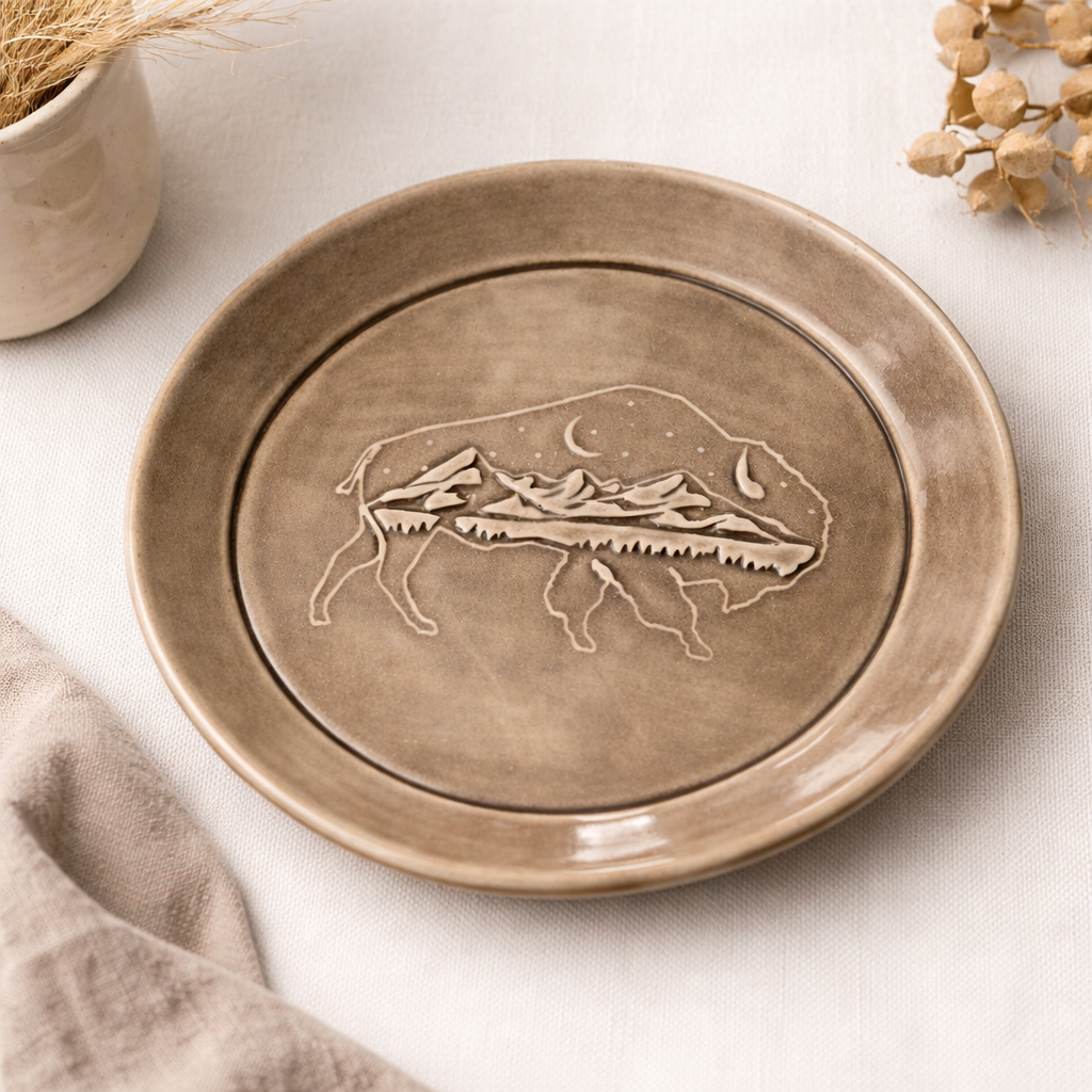 Medium Round Tray  - Bison Texture