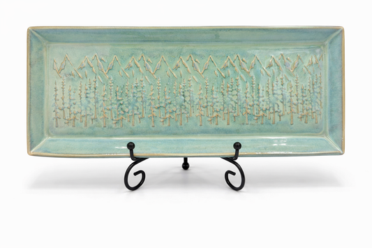 Mountain Forest Rectangular Tray (Large) - Turquoise